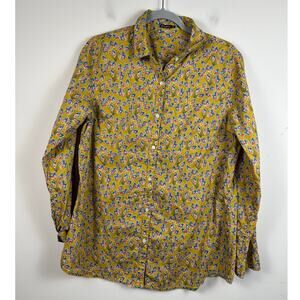 J. McLaughlin Cotton Button Down Leaf Print Size XL EUC Classic